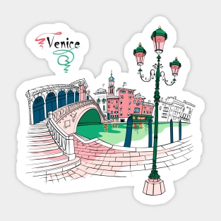 Rialto Bridge over the Grand Canal in Venice, Italia. Sticker